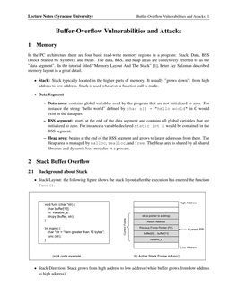 Buffer-Overflow Vulnerabilities and Attacks