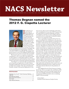 Thomas Degnan Named the 2012 F. G. Ciapetta Lecturer