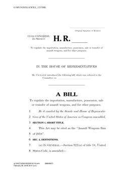 Assault Weapons Ban of 2018