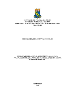 Universidade Federal Do Ceará Instituto De Ciências Do Mar Programa De Pós-Graduação Em Ciências Marinhas Tropicais