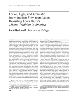 Revisiting Louis Hartz's Liberal Tradition in America