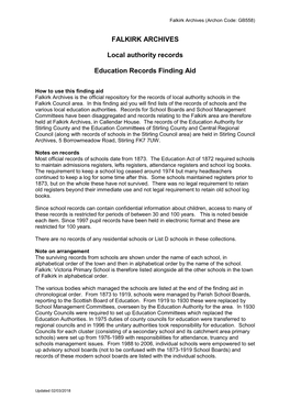 Local Authority Records: Education Records Finding