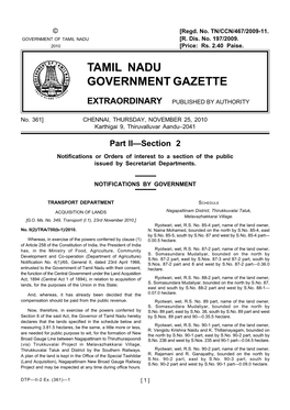 361] CHENNAI, THURSDAY, NOVEMBER 25, 2010 Karthigai 9, Thiruvalluvar Aandu–2041