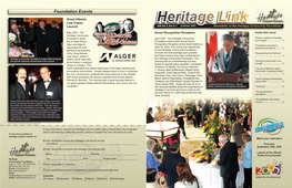Heritage Link Launch Volumevolume 4, Issue 3 Summer 2005 Newsletter of the Heritage Community Foundation