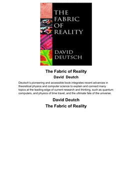 The Fabric of Reality David Deutch