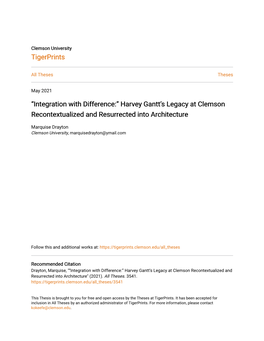 Â•Œintegration with Difference:Â•Š Harvey Ganttâ•Žs Legacy At