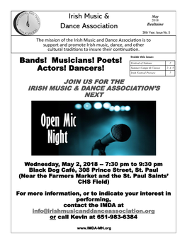 Irish Music & Dance Association Bands! Musicians! Poets! Actors