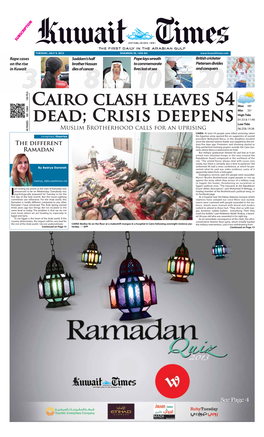 Cairo Clash Leaves 54 Dead; Crisis Deepens Continued from Page 1 the “Massacre at the Republican Guard (Compound)”