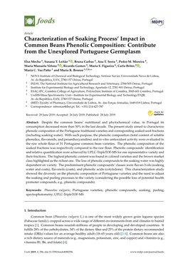 Characterization of Soaking Process' Impact in Common Beans Phenolic