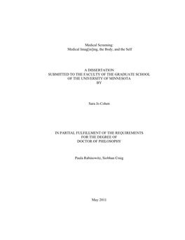 Ing, the Body, and the Self a DISSERTATION SUBMITTED TO