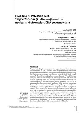 Evolution of Polyscias Sect. Tieghemopanax (Araliaceae) Based on Nuclear and Chloroplast DNA Sequence Data