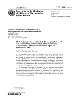 Convention on the Elimination of All Forms of Discrimination Against Women Fifteenth Meeting New York, 30 July 2008 Item 5 of the Provisional Agenda*