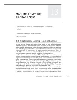 Machine Learning: 13 Probabilistic