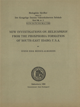 New Investigations on Helicoprion from the Phosphoria Formation of South-East Idaho, U.S.A