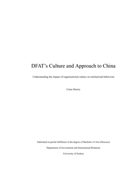 DFAT's Culture and Approach to China