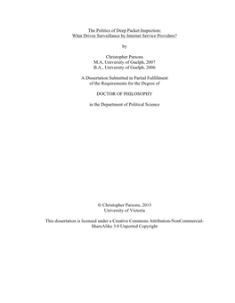 The Politics of Deep Packet Inspection: What Drives Surveillance by Internet Service Providers?