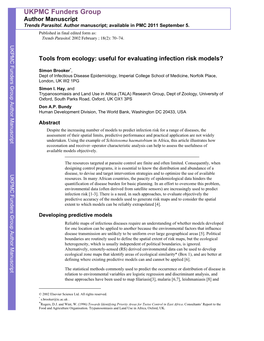 UKPMC Funders Group Author Manuscript Trends Parasitol