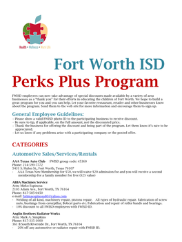 Fort Worth ISD Perks Plus Program