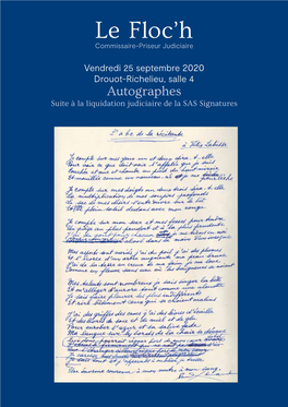 Autographes Suite À La Liquidation Judiciaire De La SAS Signatures