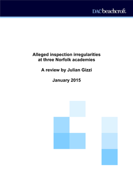 Alleged Inspection Irregularities at Three Norfolk Academies a Review by Julian Gizzi January 2015
