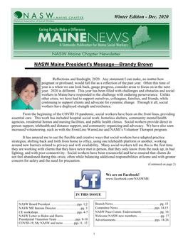 Dec. 2020 NASW Maine President's Message—Brandy Brown