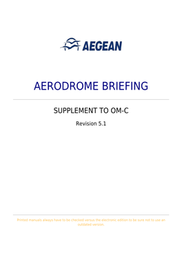 Aerodrome Briefing