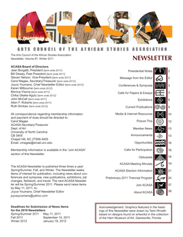 Newsletter, Volume 87, Winter 2011 NEWSLETTER