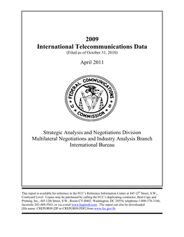 2009 International Telecommunications Data (Filed As of October 31, 2010)