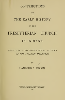 Contributions to the Early History of the Presbyterian