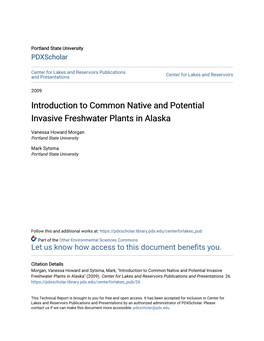 Introduction to Common Native and Potential Invasive Freshwater Plants in Alaska