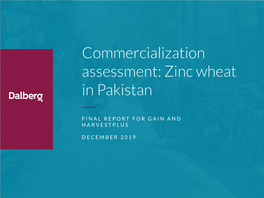 Commercialization Assessment: Zinc Wheat in Pakistan