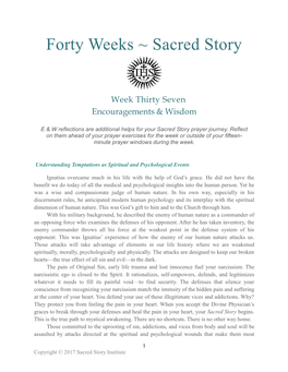 Forty Weeks ~ Sacred Story