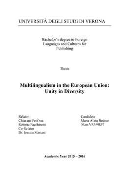 Multilingualism in the European Union: Unity in Diversity
