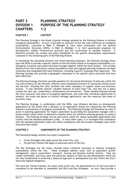 Part 3 Planning Strategy Division 1 Purpose of the Planning Strategy Chapters 1-2