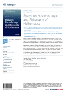 Essays on Husserl's Logic and Philosophy of Mathematics