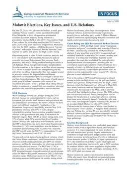 Malawi: Elections, Key Issues, and U.S