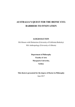Australia's Quest for the Bionic