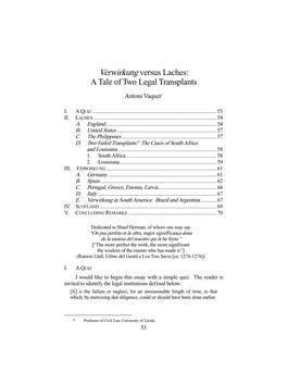 Verwirkung Versus Laches: a Tale of Two Legal Transplants