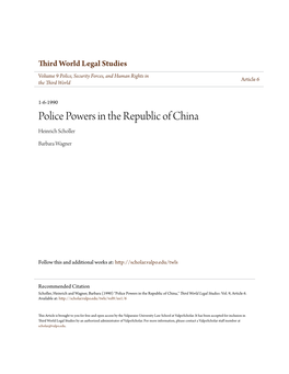 Police Powers in the Republic of China Heinrich Scholler