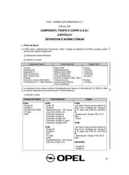 9 Campionati, Trofei E Coppe C.S.A.I. Capitolo I Definizioni E