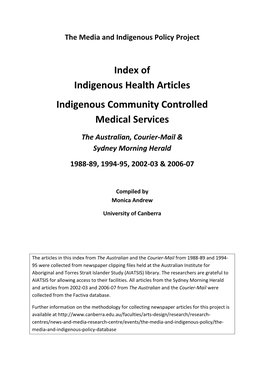 Indigenous Community Controlled Medical Services