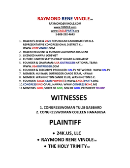 Witnesses Plaintiff