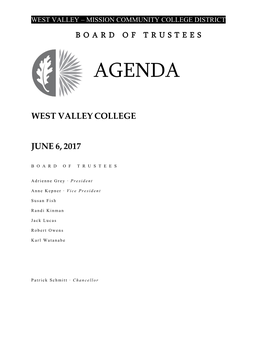 June 6, 2017,Board of Trustees Agenda