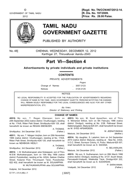 Tamil Nadu Government Gazette