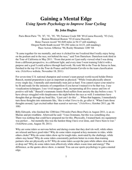 Gaining a Mental Edge Using Sports Psychology to Improve Your Cycling by John Hughes