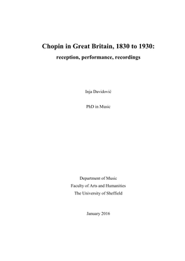 Chopin in Great Britain, 1830 to 1930: Reception, Performance, Recordings