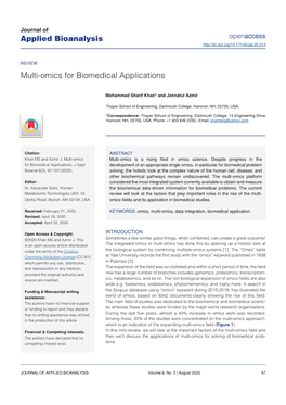 Multi-Omics for Biomedical Applications