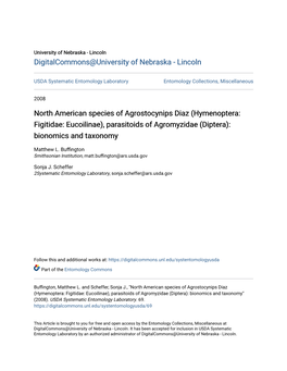 North American Species of Agrostocynips Diaz (Hymenoptera: Figitidae: Eucoilinae), Parasitoids of Agromyzidae (Diptera): Bionomics and Taxonomy