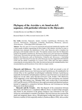 Phylogeny of the <Emphasis Type=