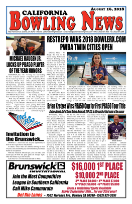 California Bowling News Go to Californiabowlingnews.Com and Sign Up!! August 16, 2018 Californiabowlingnews.Com Page 9